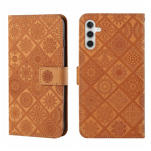 Samsung Galaxy S24 5G Ethnic Style Embossed Pattern Leather Phone Case - Brown