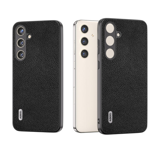 Samsung Galaxy S24 5G ABEEL Black Edge Genuine Leather Mino Phone Case - Black