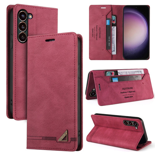 Samsung Galaxy S24 5G Skin Feel Anti-theft Brush Horizontal Flip Leather Case with Holder - Wine Red