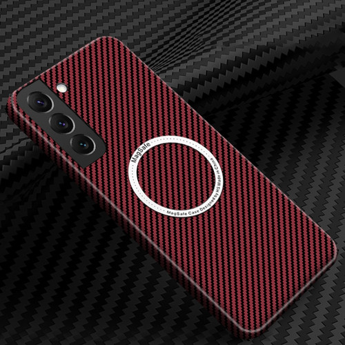 Samsung Galaxy S24 5G Carbon Fiber Texture MagSafe Magnetic Phone Case - Red