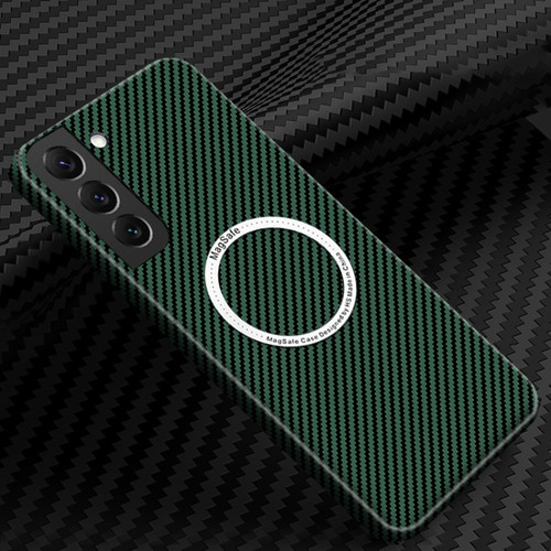 Samsung Galaxy S24 5G Carbon Fiber Texture MagSafe Magnetic Phone Case - Green