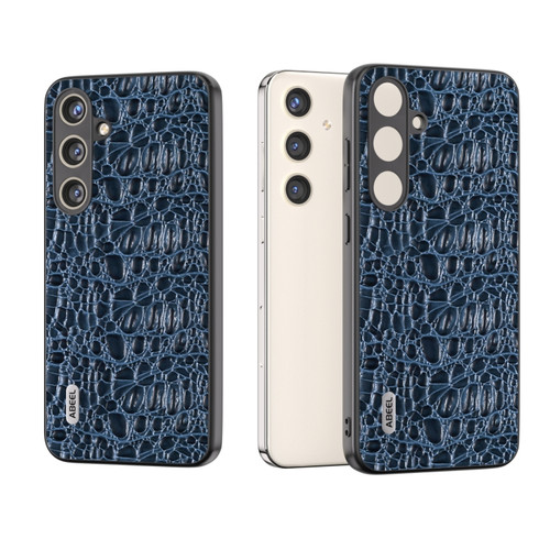 Samsung Galaxy S24 5G ABEEL Genuine Leather Sky Series Phone Case with Holder - Blue
