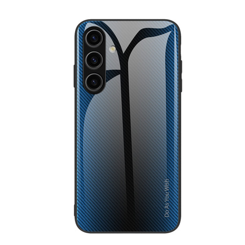Samsung Galaxy S24 5G Texture Gradient Glass TPU Phone Case - Blue