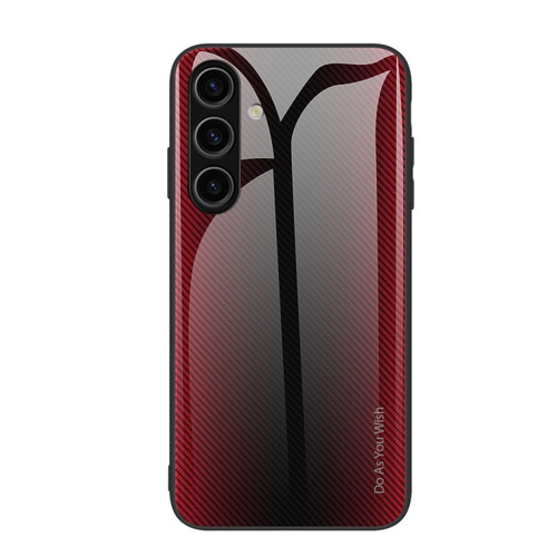 Samsung Galaxy S24 5G Texture Gradient Glass TPU Phone Case - Red