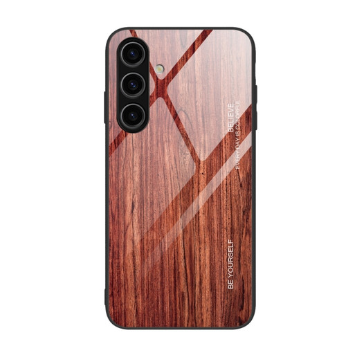 Samsung Galaxy S24 5G Wood Grain Glass Phone Case - Coffee