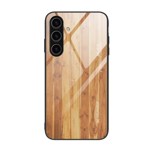 Samsung Galaxy S24 5G Wood Grain Glass Phone Case - Yellow