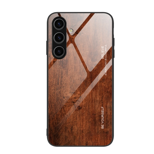 Samsung Galaxy S24 5G Wood Grain Glass Phone Case - Dark Brown