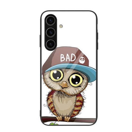 Samsung Galaxy S24 5G Colorful Painted Glass Phone Case - Owl