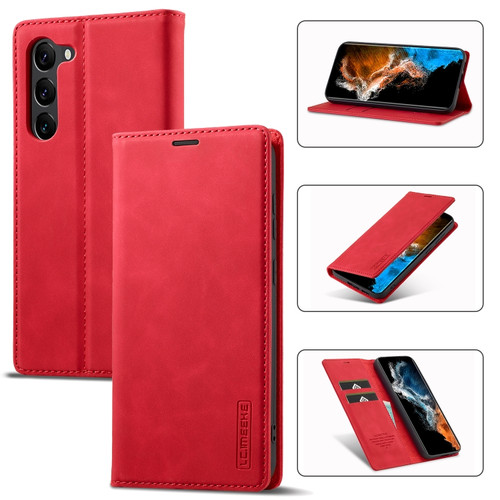 Samsung Galaxy S24 5G LC.IMEEKE Strong Magnetism Microfiber Leather Phone Case - Red