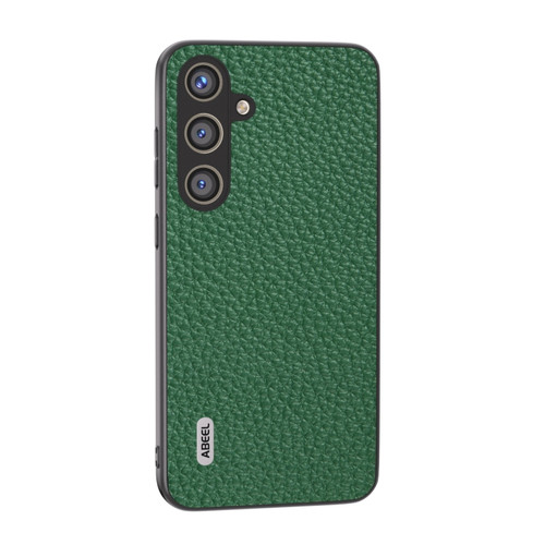 Samsung Galaxy S24 5G ABEEL Genuine Leather Litchi Texture Phone Case - Green