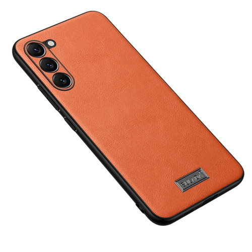 Samsung Galaxy S24 5G SULADA Shockproof TPU + Handmade Leather Phone Case - Orange