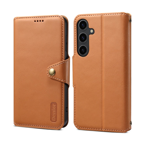 Samsung Galaxy S24 5G Denior Cowhide Texture Wallet Style Leather Phone Case - Khaki
