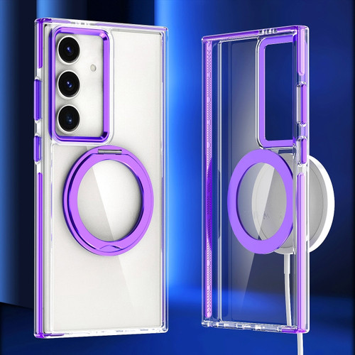 Samsung Galaxy S24 5G Magnetic 360 Degree Rotating Holder Phone Case - Purple