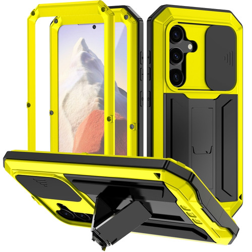 Samsung Galaxy S24 5G R-JUST Sliding Camera Life Waterproof Holder Phone Case - Yellow