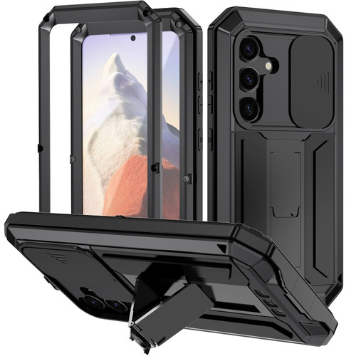 Samsung Galaxy S24 5G R-JUST Sliding Camera Life Waterproof Holder Phone Case - Black