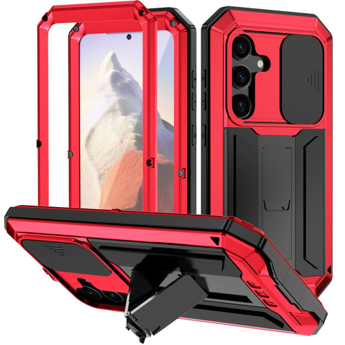 Samsung Galaxy S24 5G R-JUST Sliding Camera Life Waterproof Holder Phone Case - Red