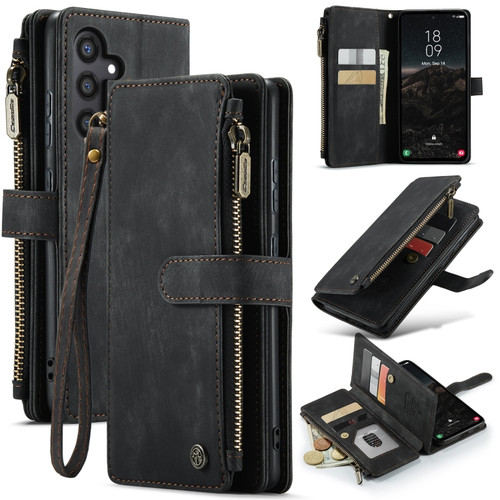 Samsung Galaxy S24 5G CaseMe C30 Multifunctional Card Slots Zipper Phone Leather Phone Case - Black