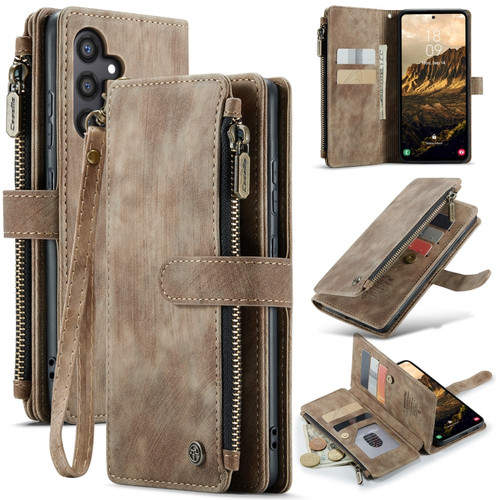 Samsung Galaxy S24 5G CaseMe C30 Multifunctional Card Slots Zipper Phone Leather Phone Case - Brown