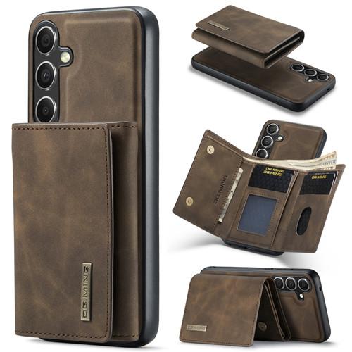 Samsung Galaxy S24 5G DG.MING M1 Series 3-Fold Multi Card Wallet + Magnetic Phone Case - Coffee