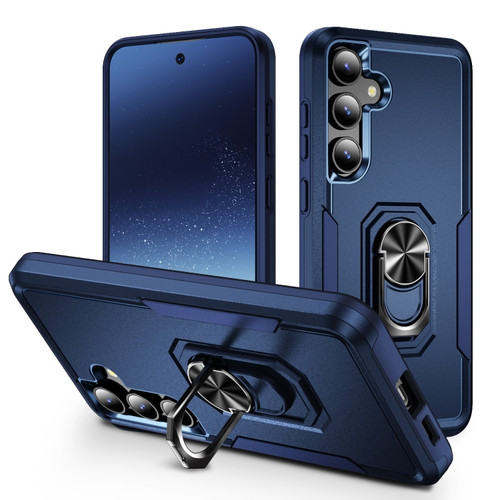 Samsung Galaxy S24 5G Pioneer Armor Heavy Duty PC + TPU Phone Case with Holder - Blue