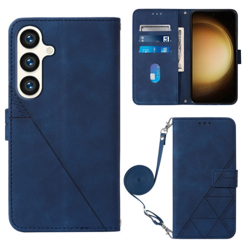 Samsung Galaxy S24 5G Crossbody 3D Embossed Flip Leather Phone Case - Blue
