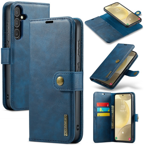 Samsung Galaxy S24 5G DG.MING Crazy Horse Texture Detachable Magnetic Leather Case - Blue