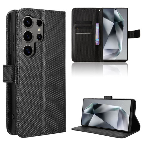 Samsung Galaxy S24 Ultra 5G Diamond Texture Leather Phone Case - Black
