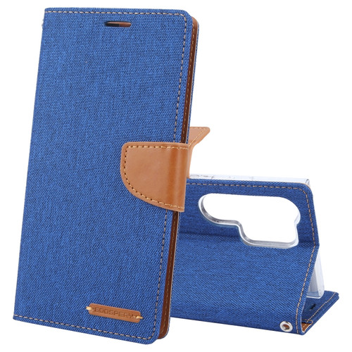 Samsung Galaxy S24 Ultra 5G GOOSPERY CANVAS DIARY Fabric Texture Flip Leather Phone Case - Blue