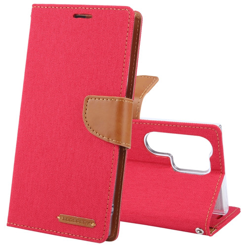 Samsung Galaxy S24 Ultra 5G GOOSPERY CANVAS DIARY Fabric Texture Flip Leather Phone Case - Red