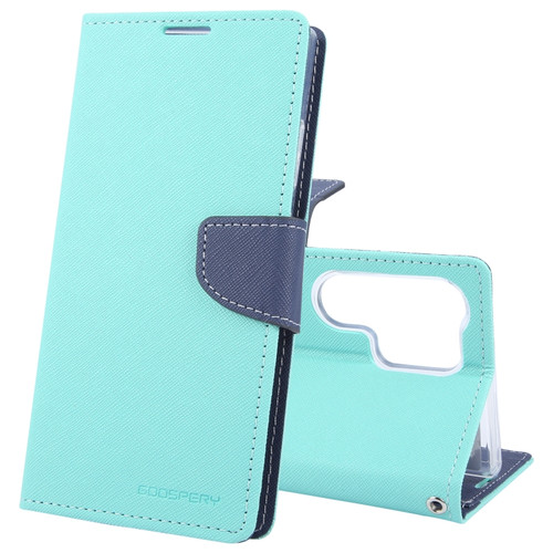 Samsung Galaxy S24 Ultra 5G GOOSPERY FANCY DIARY Cross Texture Leather Phone Case - Mint Green