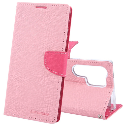 Samsung Galaxy S24 Ultra 5G GOOSPERY FANCY DIARY Cross Texture Leather Phone Case - Pink