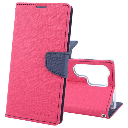 Samsung Galaxy S24 Ultra 5G GOOSPERY FANCY DIARY Cross Texture Leather Phone Case - Rose Red