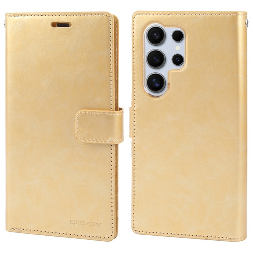 Samsung Galaxy S24 Ultra 5G GOOSPERY MANSOOR DIARY 9 Card Slots Leather Phone Case - Gold