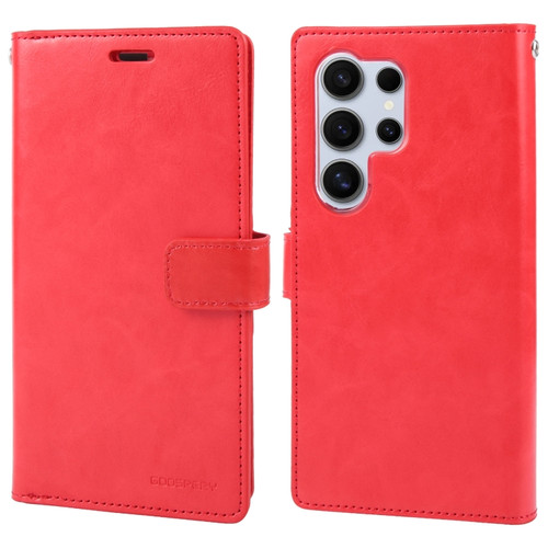Samsung Galaxy S24 Ultra 5G GOOSPERY MANSOOR DIARY 9 Card Slots Leather Phone Case - Red