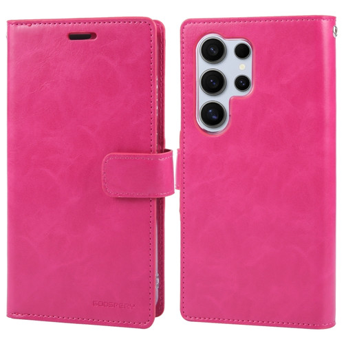 Samsung Galaxy S24 Ultra 5G GOOSPERY MANSOOR DIARY 9 Card Slots Leather Phone Case - Rose Red