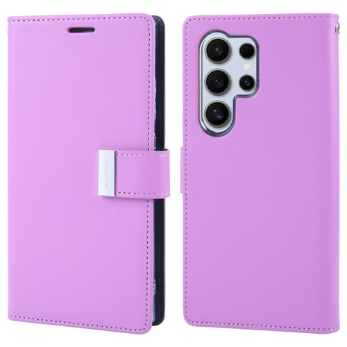 Samsung Galaxy S24 Ultra 5G GOOSPERY RICH DIARY Crazy Horse Texture Leather Phone Case - Purple