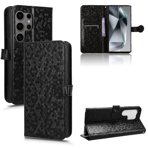 Samsung Galaxy S24 Ultra 5G Honeycomb Dot Texture Leather Phone Case - Black