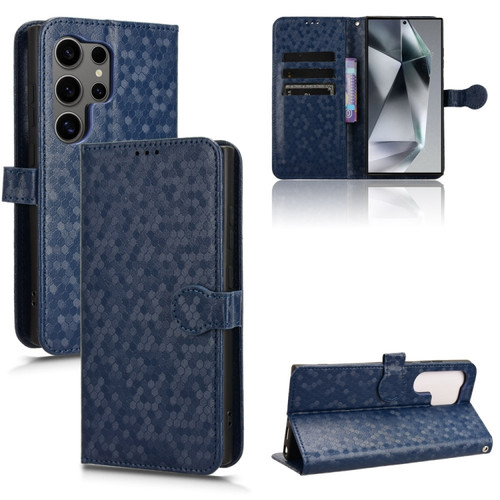 Samsung Galaxy S24 Ultra 5G Honeycomb Dot Texture Leather Phone Case - Blue