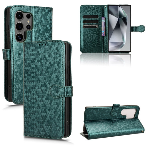 Samsung Galaxy S24 Ultra 5G Honeycomb Dot Texture Leather Phone Case - Green