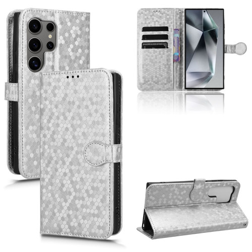 Samsung Galaxy S24 Ultra 5G Honeycomb Dot Texture Leather Phone Case - Silver