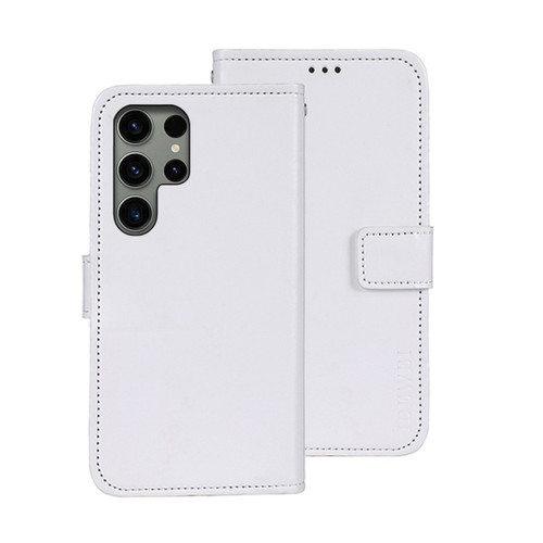 Samsung Galaxy S24 Ultra 5G idewei Crazy Horse Texture Leather Phone Case - White