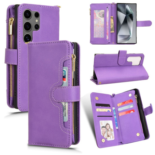 Samsung Galaxy S24 Ultra 5G Litchi Texture Zipper Leather Phone Case - Purple