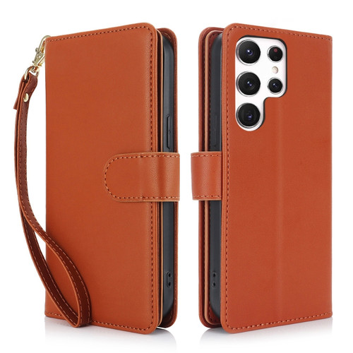 Samsung Galaxy S24 Ultra 5G Multi-Card Wallet RFID Leather Phone Case - Brown