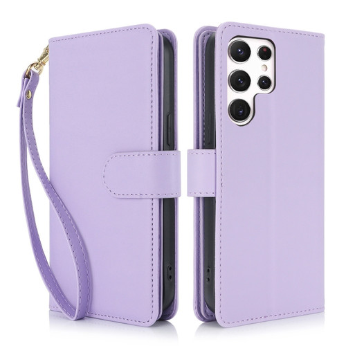 Samsung Galaxy S24 Ultra 5G Multi-Card Wallet RFID Leather Phone Case - Light Purple