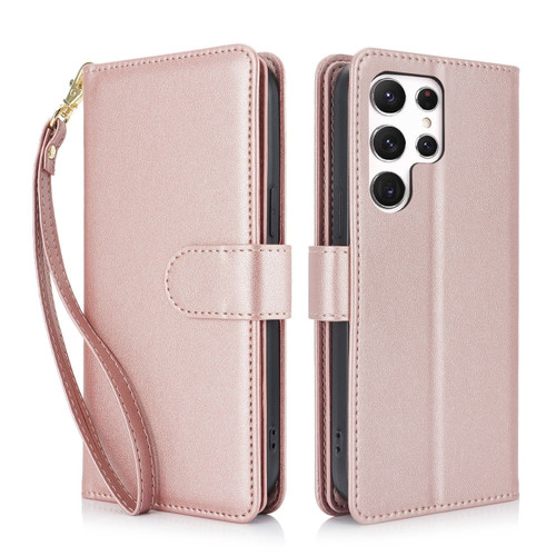Samsung Galaxy S24 Ultra 5G Multi-Card Wallet RFID Leather Phone Case - Rose Gold