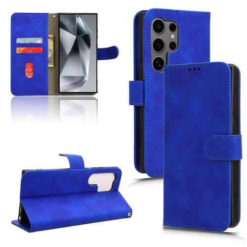 Samsung Galaxy S24 Ultra 5G Skin Feel Magnetic Flip Leather Phone Case - Blue