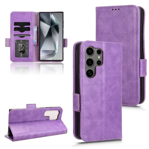 Samsung Galaxy S24 Ultra 5G Symmetrical Triangle Leather Phone Case - Purple