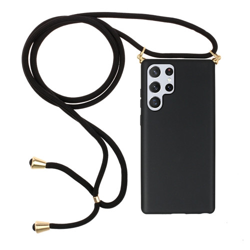 Samsung Galaxy S24 Ultra 5G Wheat Straw Material + TPU Phone Case with Lanyard - Black