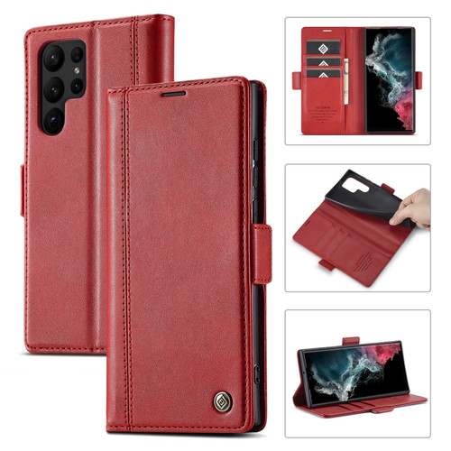 Samsung Galaxy S24 Ultra LC.IMEEKE Skin-friendly Card Slots Leather Phone Case - Red