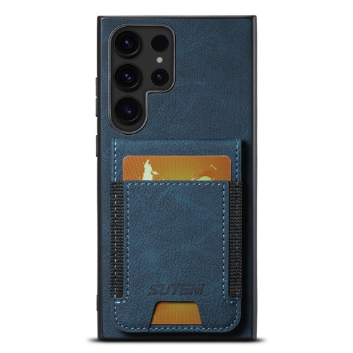 Samsung Galaxy S24 Ultra 5G Suteni H03 Litchi Leather Card Bag Stand Back Phone Case - Blue